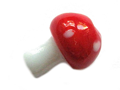 Lampwork Glasperle Fliegenpilz rot, ca. 16x12mm